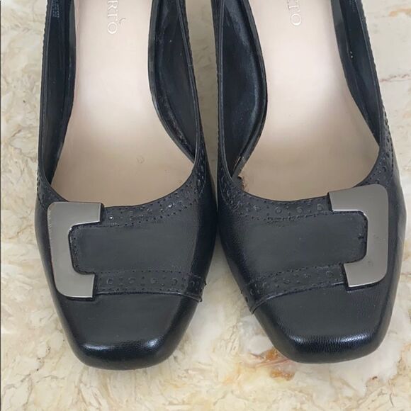 Franco Sarto Black Leather Pumps - Picture 7 of 10